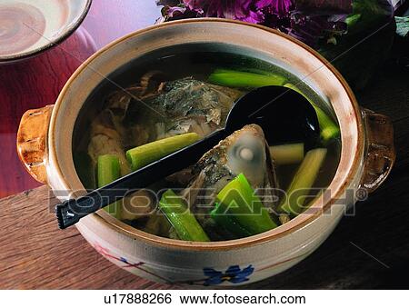 food, soup, fish, green onion, spoon, bowl View Large Photo Image Stock Photograph - food, soup, fish, green onion, spoon, bowl. Fotosearch