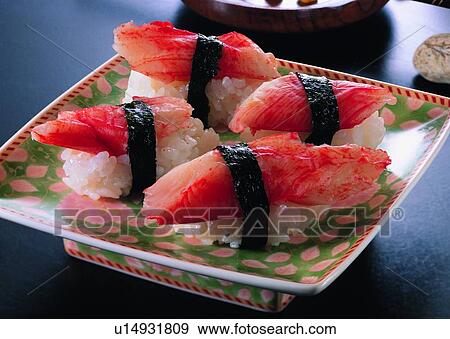 Stock Photo - food, sushi, shrimp, plate. Fotosearch