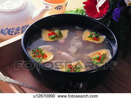 Stock Image - food, tea pot, vegetables, tray, tea cup, roe. Fotosearch