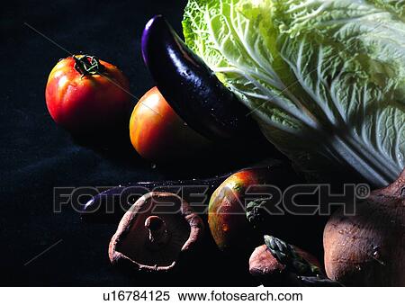Stock Photography - food, tomato, vegetable, eggplant, Chinese cabbage, potato. Fotosearch