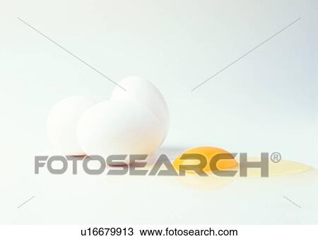 Stock Image - food, vegetable, egg, egg white, egg yolk, egg shell. Fotosearch