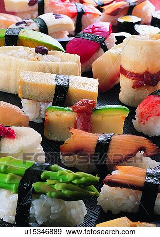 rice, sushi, fish, food, shrimp, egg View Large Photo Image Stock Photo - rice, sushi, fish, food, shrimp, egg. Fotosearch