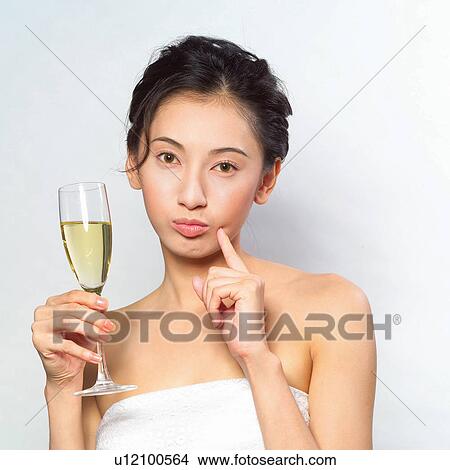 Picture - Asian Ethnicity, Close-Up, Black Hair, Alcohol. Fotosearch