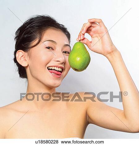 Stock Photo - Black Hair, Close-Up, Cheerful, Asian Ethnicity. Fotosearch