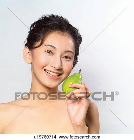 Picture - Leisure Activity, Health & Beauty, Looking At Camera, White Background, Human Face, Square. Fotosearch