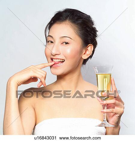 Stock Image - White Background, Youth Culture, Hair Back, One Person. Fotosearch