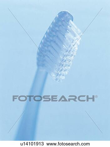 Stock Image - instrument, tool, dental hygiene, plastic, blue, bristles. Fotosearch