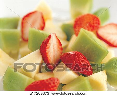 Stock Image - pieces, green, portion, fruit, health food. Fotosearch