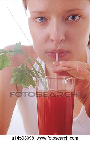 Stock Photo - white background, stalk, refreshment, conscious, indoor, celery. Fotosearch