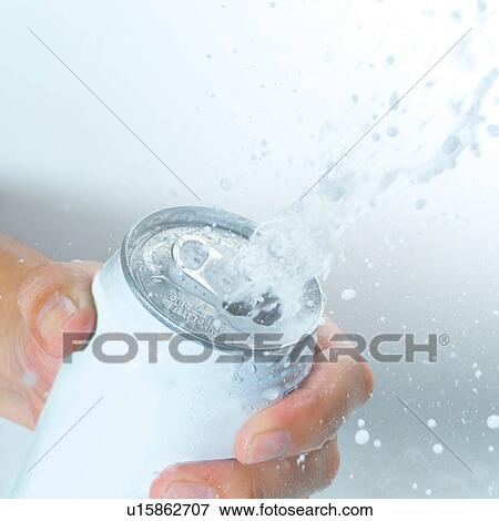 Stock Photo - close-up, soft drink, clutching, motion, pop, square, serving. Fotosearch