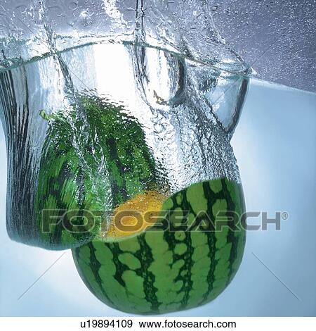 Stock Photo - hitting, eatable, appearance, impact, watermelon, wet. Fotosearch