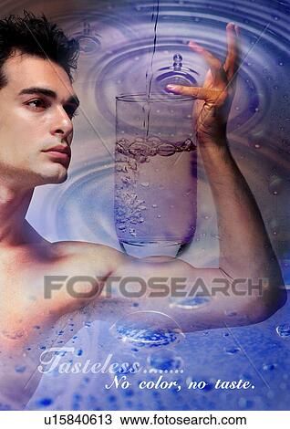 Stock Image - Close-up of text superimposed on the image of a man. Fotosearch
