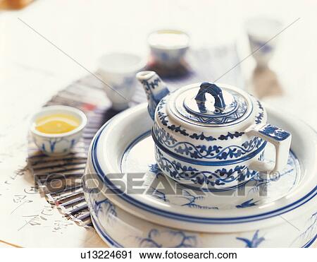 Stock Image - design, hot beverage, traditional, teacups, earthenware, refreshment, ceramic. Fotosearch
