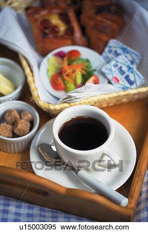 Stock Photography - Breakfast on the Tray, High Angle View, Differential Focus. Fotosearch