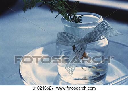 Stock Photo - Close Up Image of a Herb in the Transparence Glass, High Angle View, Differential Focus. Fotosearch