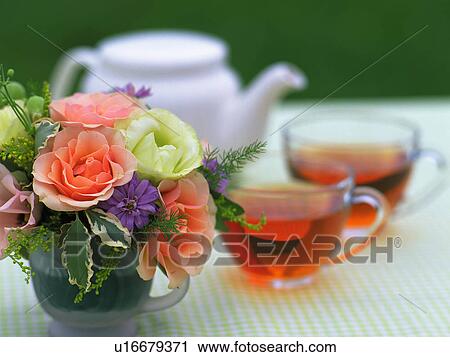 Flower Aeeangement and Tea Set, Differential Focus View Large Photo Image Stock Image - Flower Aeeangement and Tea Set, Differential Focus. Fotosearch