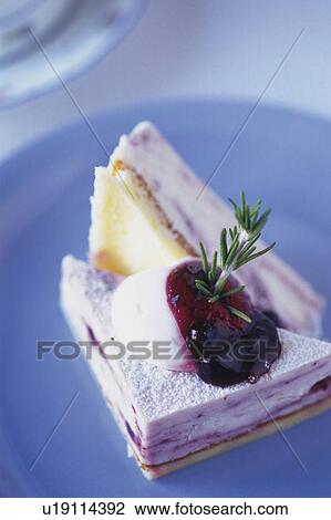 Stock Image - Cake on the Plate, Close Up. Fotosearch