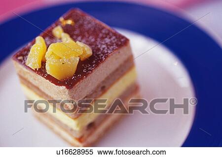 Stock Photography - Cake on the Plate, Close Up. Fotosearch