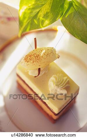 Stock Image - Cake on the Plate, High Angle View. Fotosearch