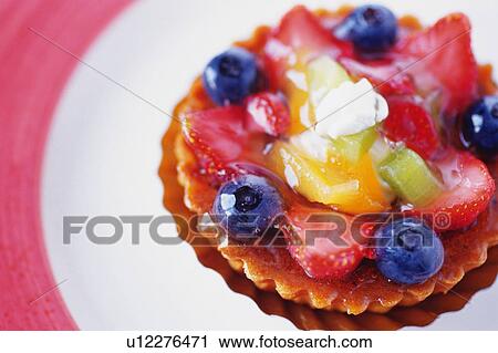 Stock Image - Fruit Cake on the Plate, Close Up. Fotosearch