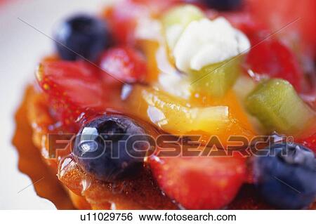 Stock Photograph - Fruit Cake on the Plate, Close Up. Fotosearch