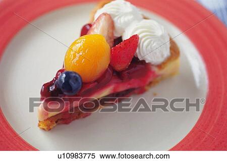 Stock Photography - Fruit Cake on the Plate, High Angle View. Fotosearch