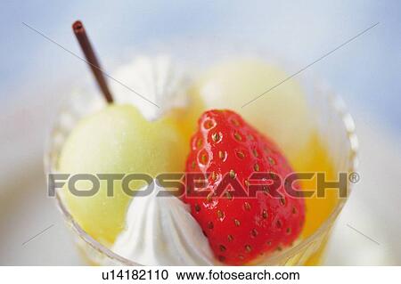 Stock Image - Fruit Dessert, Close Up. Fotosearch