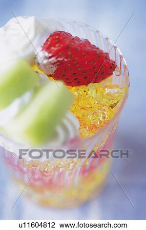 Stock Image - Jelly with Fruit, Close Up. Fotosearch