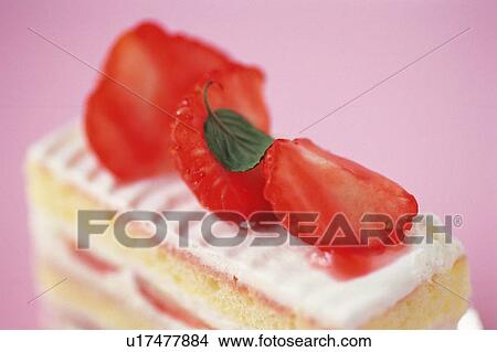 Strawberry Cake, Close Up View Large Photo Image Picture - Strawberry Cake, Close Up. Fotosearch