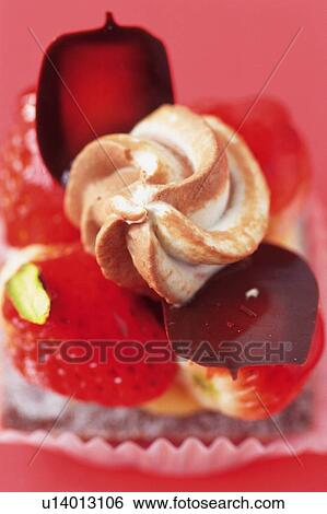 Stock Photograph - Strawberry Cake, Close Up. Fotosearch