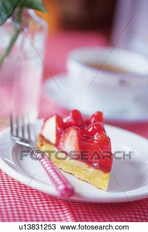 Strawberry Cake on the Plate, High Angle View View Large Photo Image Stock Image - Strawberry Cake on the Plate, High Angle View. Fotosearch