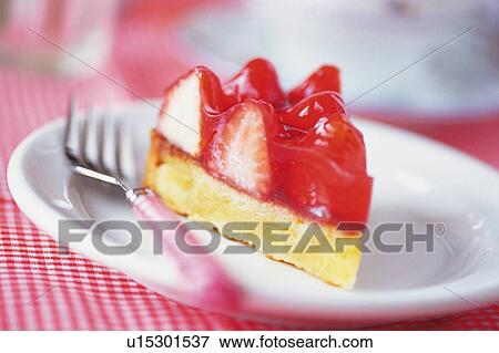 Strawberry Cake on the Plate, Side View View Large Photo Image Stock Photo - Strawberry Cake on the Plate, Side View. Fotosearch