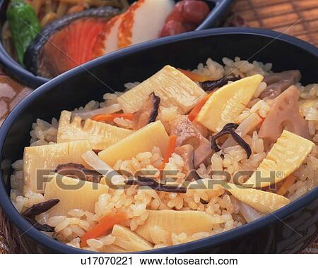 Lunch Box, Bamboo Shoot Rice, Close Up View Large Photo Image Stock Image - Lunch Box, Bamboo Shoot Rice, Close Up. Fotosearch