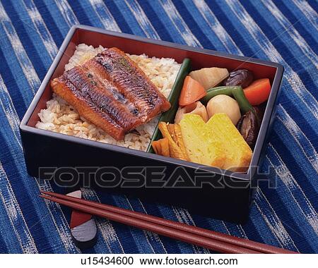 Lunch Box, Rice Topped with Grilled Eel, High Angle View View Large Photo Image Stock Image - Lunch Box, Rice Topped with Grilled Eel, High Angle View. Fotosearch