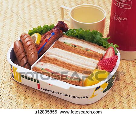 Stock Photography - Lunch Box, Sandwich, High Angle View. Fotosearch