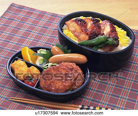 Picture - Lunch Box, Teriyaki Chicken, High Angle View. Fotosearch