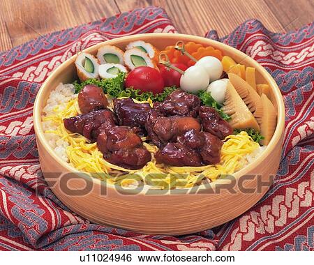 Lunch Box, Teriyaki, High Angle View View Large Photo Image Stock Photograph - Lunch Box, Teriyaki, High Angle View. Fotosearch