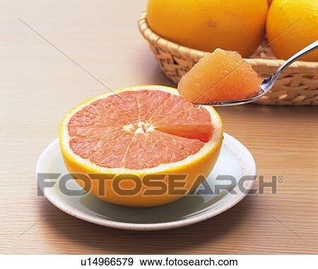 Stock Photo - Ruby Grapefruit, High Angle View. Fotosearch