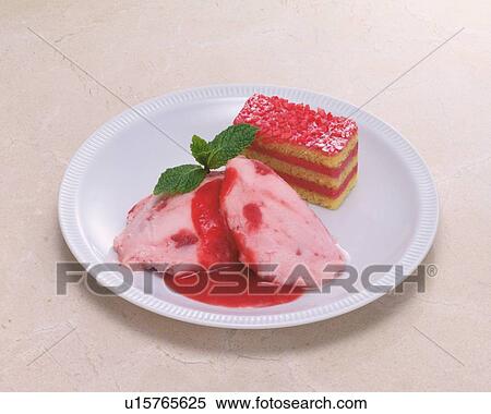 Stock Photography - Strawberry Ice Cream, High Angle View. Fotosearch