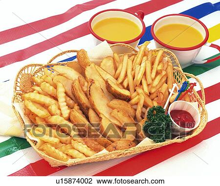Stock Image - Variety of French Fries, High Angle View. Fotosearch