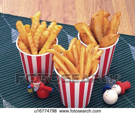 Stock Photo - Variety of French Fries, High Angle View. Fotosearch