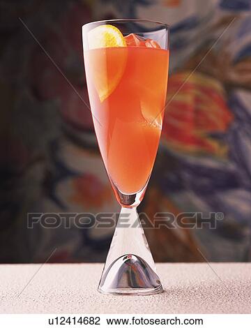Stock Image - Cocktail, Campari Orange, Front View, Differential Focus. Fotosearch