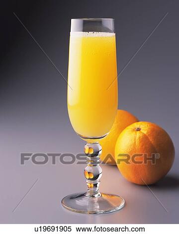 Stock Photography - Cocktail, Mimosa, Front View. Fotosearch
