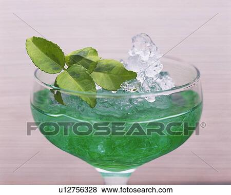 Cocktail, Mint Frappe, Close Up View Large Photo Image Stock Photo - Cocktail, Mint Frappe, Close Up. Fotosearch