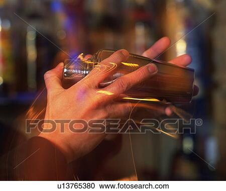 Stock Image - Cocktail, Shaker, Close Up, Differential Focus, Blurred Image. Fotosearch