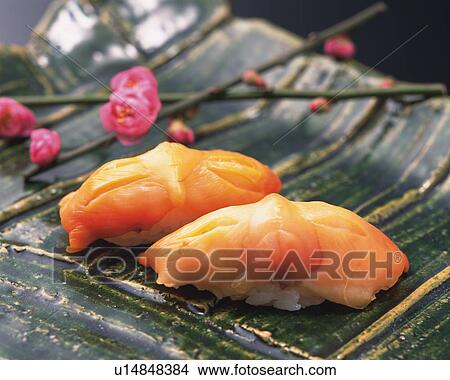 Akagai, hand-shaped sushi View Large Photo Image Picture - Akagai, hand-shaped sushi. Fotosearch