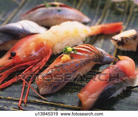 Stock Photo - Assorted sushi. Fotosearch