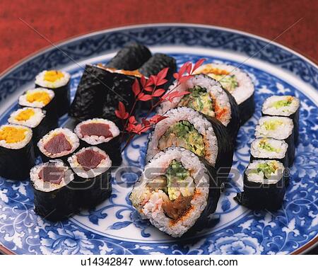 Assorted sushi, sushi rolls and large rolls View Large Photo Image Stock Photo - Assorted sushi, sushi rolls and large rolls. Fotosearch
