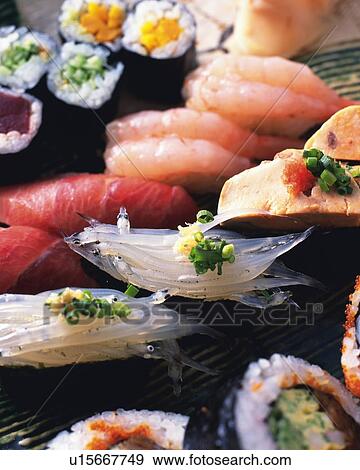 Assorted sushi, sushi rolls, Large Rolls View Large Photo Image Stock Photo - Assorted sushi, sushi rolls, Large Rolls. Fotosearch