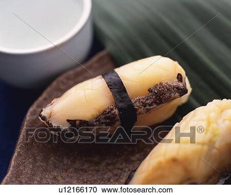 Awabi, hand shaped sushi View Large Photo Image Stock Image - Awabi, hand shaped sushi. Fotosearch